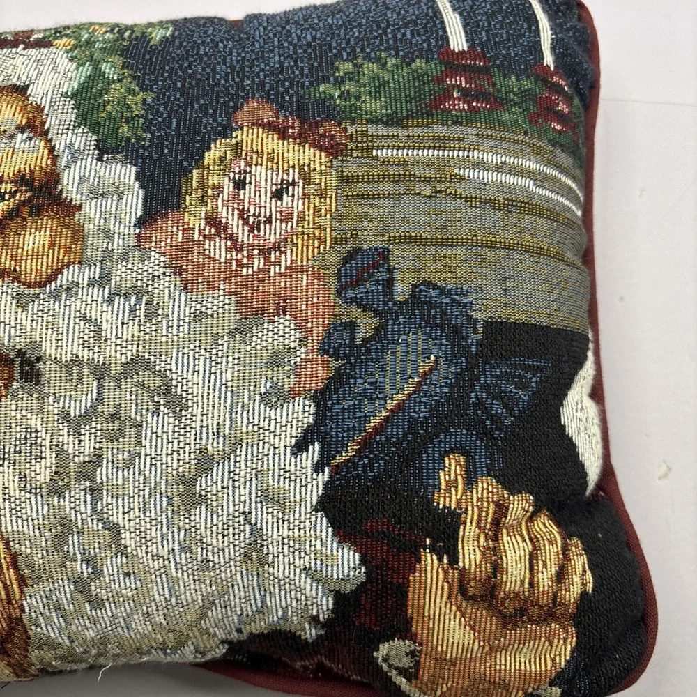 Jolly Santa Claus Needle-point Tapestry Thro Pillow Christmas Holiday 16x11